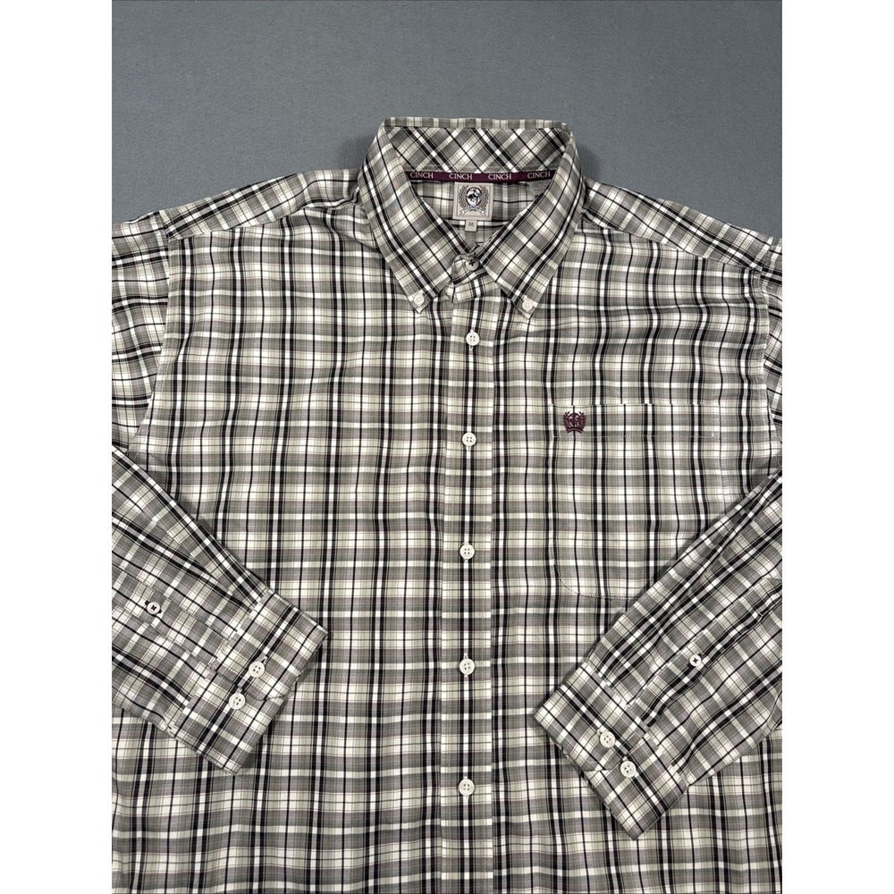 Cinch Plaid Long Sleeve Button Down Western Shirt Men's Medium Blue Cowboy Rodeo